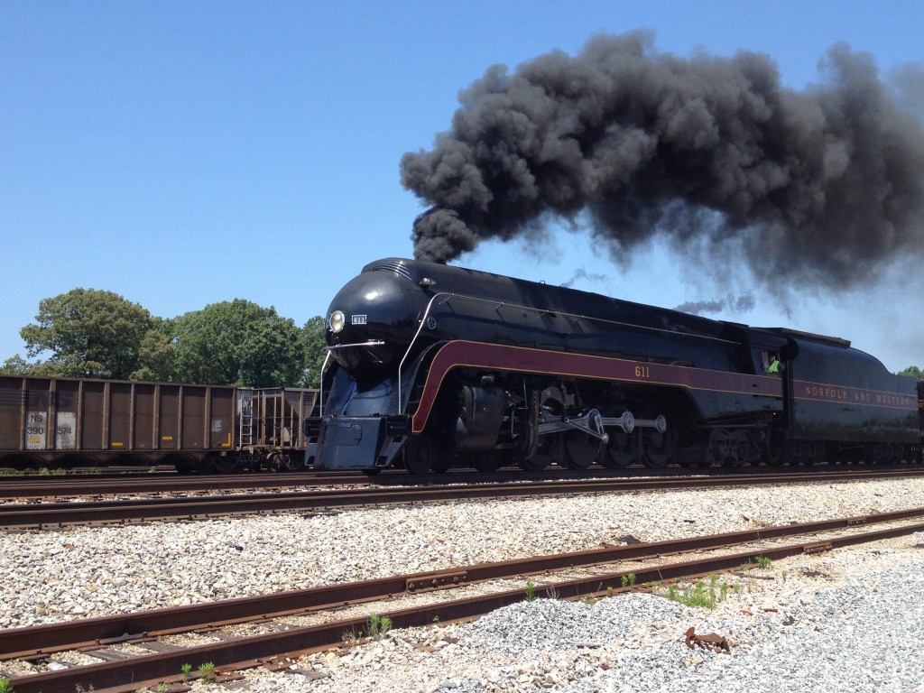 Norfolk & Western No. 611 approaching in Crewe, Va.